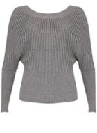 Dorothy Perkins *voulez Vous Grey Ribbed Batwing Jumper