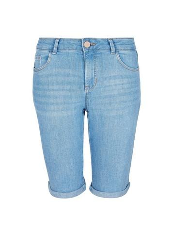 Dorothy Perkins Blue Light Wash Knee Shorts