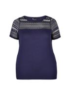 Dorothy Perkins *dp Curve Navy Lace Yoke T-shirt