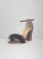 Dorothy Perkins *chi Chi London Grey Suede Faux Fur Sandals