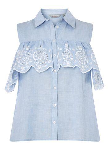 Dorothy Perkins Petite Cold Shoulder Frill Shirt