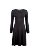 Dorothy Perkins Black Pleat Neck Fit And Flare Dress