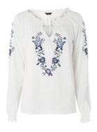 Dorothy Perkins Ivory Embroidered Boho Top