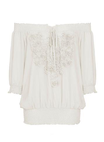Dorothy Perkins *quiz Cream Chiffon Flower Applique Top