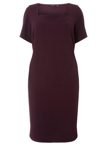 Dorothy Perkins *dp Curve Plum Square Neck Pencil Dress