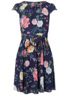 Dorothy Perkins *billie & Blossom Petite Navy Floral Print Fit And Flare Dress