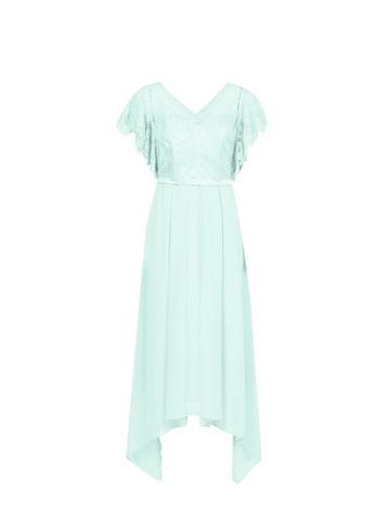 *showcase Petite Green Lace Bodice Skater Midi Dress