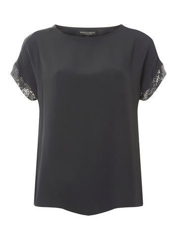 Dorothy Perkins Black Sequin Trim T-shirt