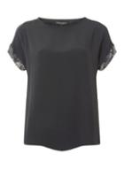 Dorothy Perkins Black Sequin Trim T-shirt