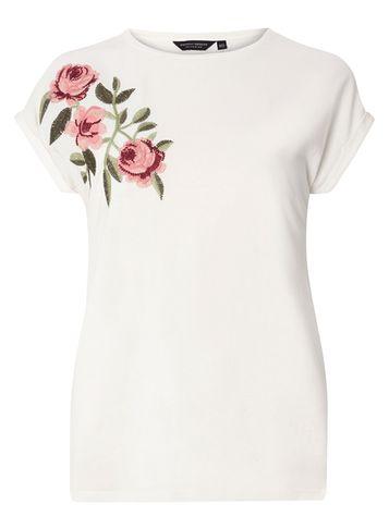 Dorothy Perkins Ivory Embroidered Shoulder T-shirt