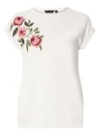 Dorothy Perkins Ivory Embroidered Shoulder T-shirt