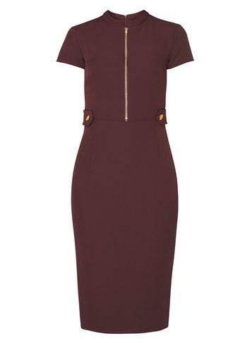 Dorothy Perkins Red Port Zip Tab Dress