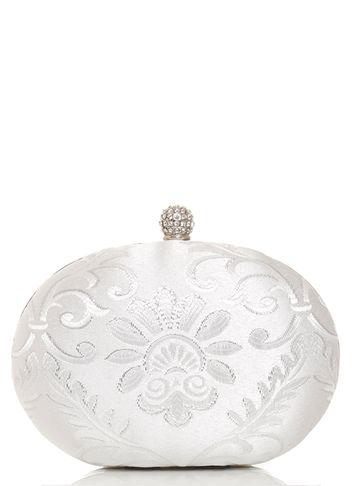 Dorothy Perkins *quiz White Jacquard Oval Clutch Bag