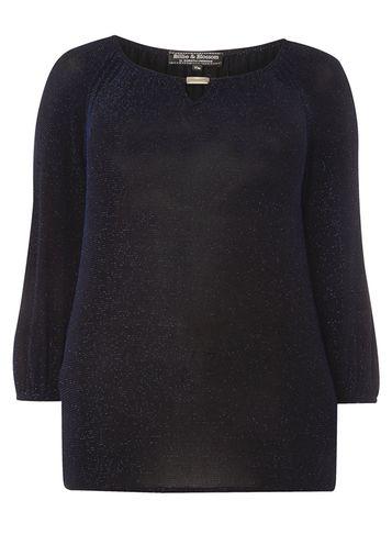 Dorothy Perkins *billie & Blossom Navy Metallic Trim Blouse