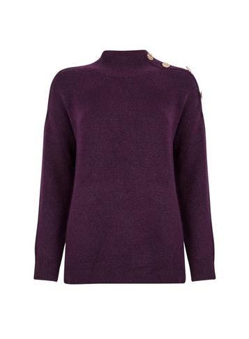 Dorothy Perkins Purple Button Shoulder Jumper