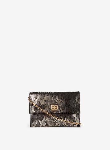 Dorothy Perkins Metallic Snake Print Twist Lock Clutch