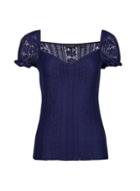 Dorothy Perkins Navy Milkmaid Lace Top