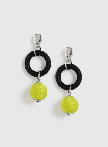 Dorothy Perkins Black And Lime Drop Earrings