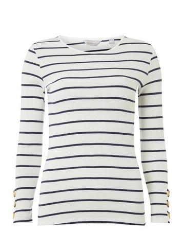 Dorothy Perkins Petite White Stripe Print Jersey Top