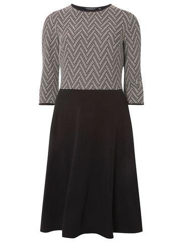 Dorothy Perkins *tall Black Zig Zag Jacquard Skater Dress