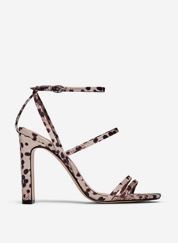 *lola Skye Multi Colour Dalmatian Print Lime Heeled Sandals
