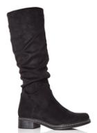 Dorothy Perkins *quiz Black Faux Suede Ruched Calf Boots