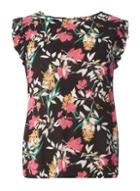 Dorothy Perkins Black Floral Tie Back Shell Top