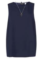 Dorothy Perkins Dp Curve Navy Wrap Back Top With Necklace
