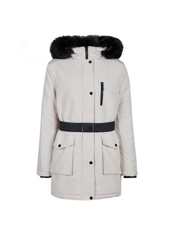 Dorothy Perkins Stone Faux Fur Trim Hood Parka