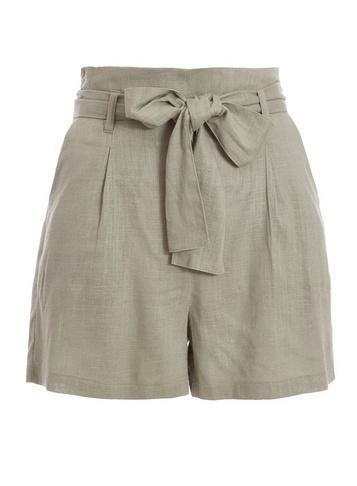 Dorothy Perkins *quiz Khaki Linen Paper Bag Shorts