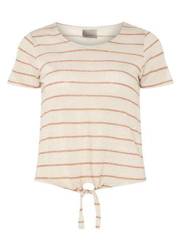 Dorothy Perkins *vero Moda Oatmeal Striped Knot T-shirt