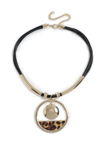 Dorothy Perkins Black Leopard Inlay Pendant Necklace