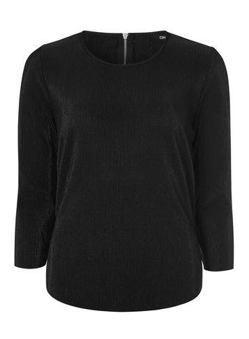 Dorothy Perkins *only Black 3/4 Sleeve Woven Plisse Top
