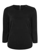 Dorothy Perkins *only Black 3/4 Sleeve Woven Plisse Top