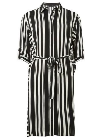 Dorothy Perkins Black And Cream Striped Shirt Dress
