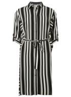 Dorothy Perkins Black And Cream Striped Shirt Dress