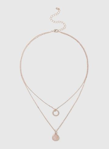 Dorothy Perkins Pink Semi Precious Long Necklace