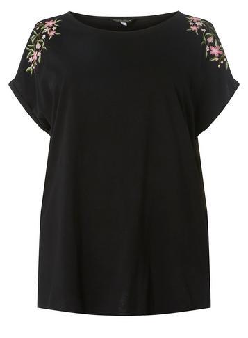 Dorothy Perkins *dp Curve Black Embroidered T-shirt