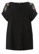 Dorothy Perkins *dp Curve Black Embroidered T-shirt