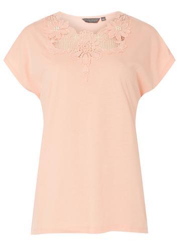 Dorothy Perkins *tall Pink Applique Yoke T-shirt