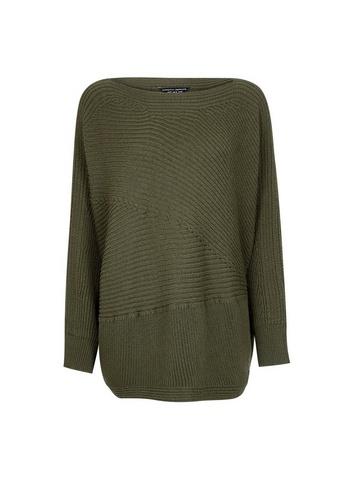 Dorothy Perkins Khaki Ribbed Batwing Sleeve Jumper