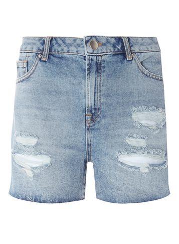 Dorothy Perkins Blue Mid Wash Ripped Denim Shorts