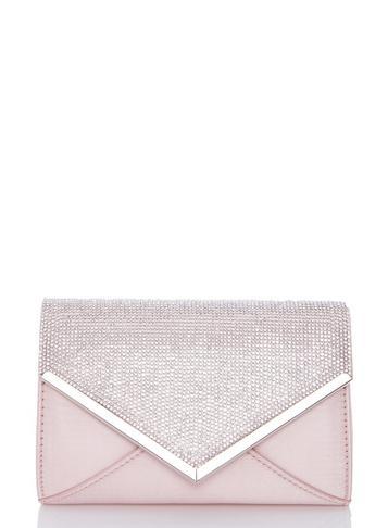 Dorothy Perkins *quiz Pink Satin Diamante Clutch Bag