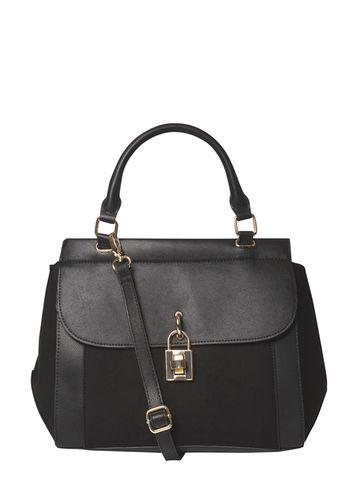 Dorothy Perkins Black Top Handle Lock Tote Bag