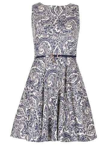 Dorothy Perkins *izabel London Blue Paisley Skater Dress
