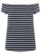 Dorothy Perkins Dp Curve Navy And White Striped Jersey Bardot Top