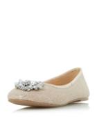 Dorothy Perkins *head Over Heels By Dune Gold 'hiya' Flat Shoes