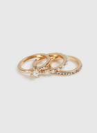 Dorothy Perkins Gold Pearl And Rhinestone Ring Pack