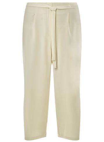 Dorothy Perkins Petite Ivory Tie Waist Cropped Trousers