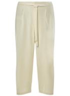 Dorothy Perkins Petite Ivory Tie Waist Cropped Trousers